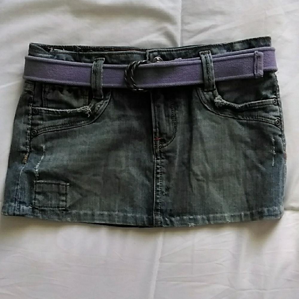 Belted Denim Skirt